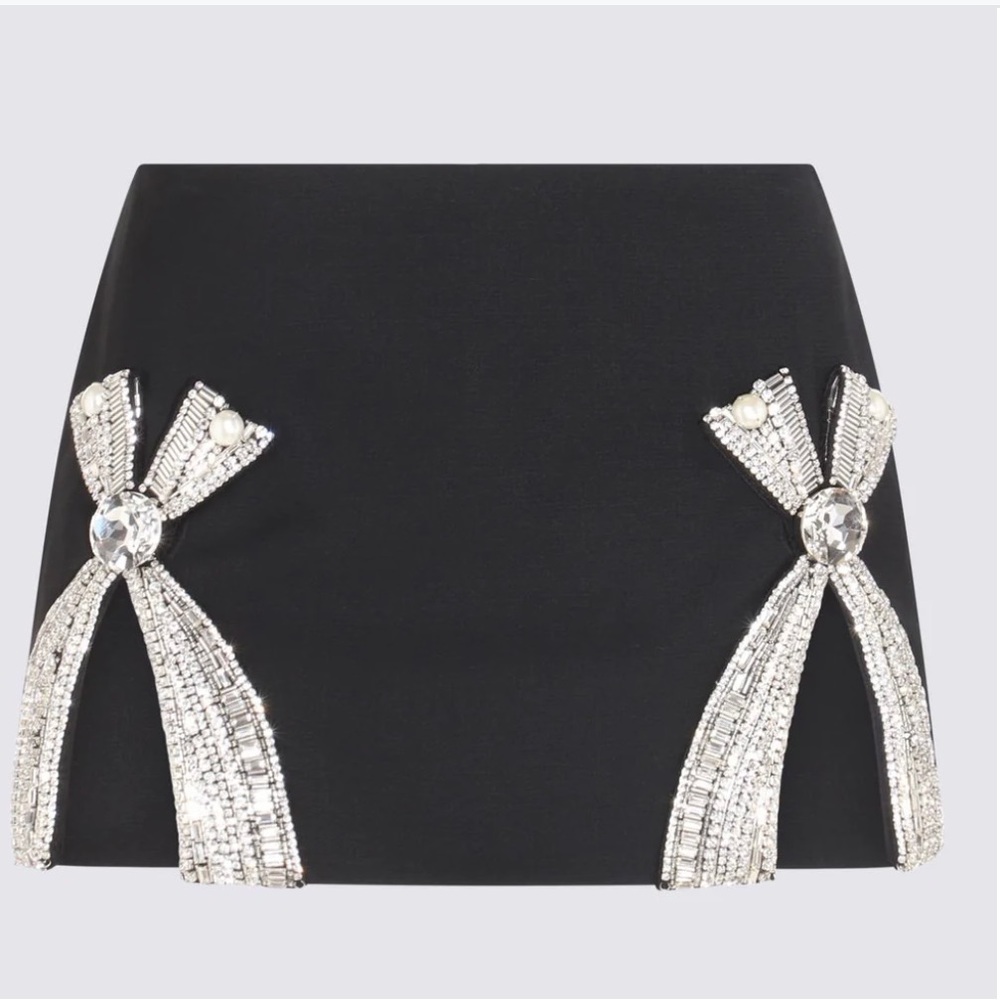 AREA NYC Black Deco Bow Slit Miniskirt - NWT- size 6 - Picture 9 of 17